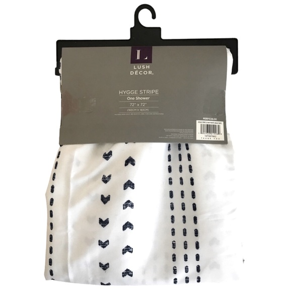 Lush Decor Shower Curtain Navy and White 72” x 72” - Picture 5 of 5